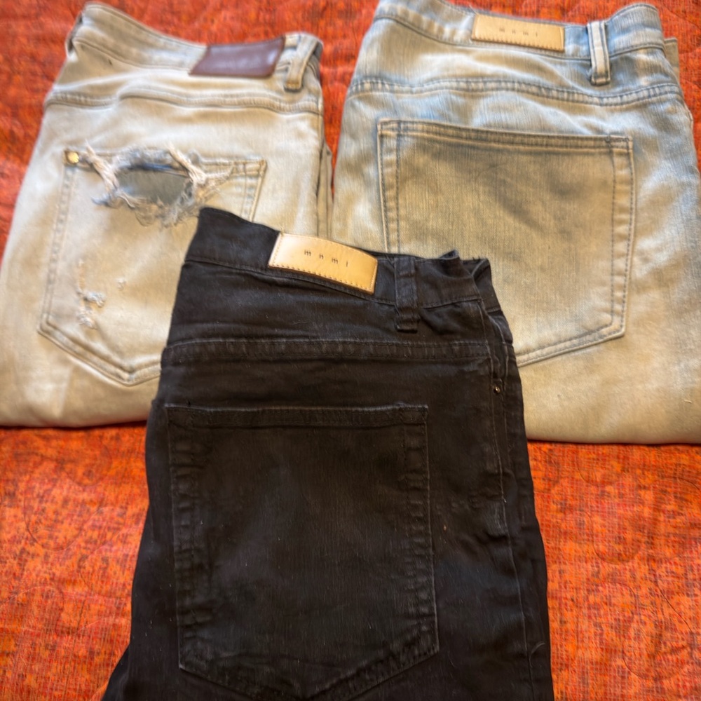 MNML Black and Light Blue Skinny Jeans